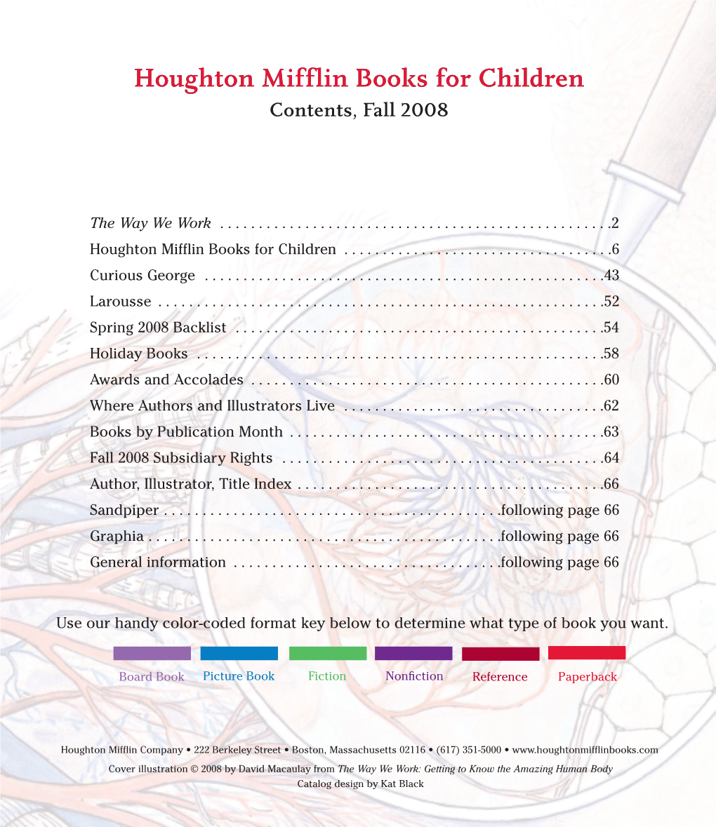 Houghton Mifflin Books for Children Contents, Fall 2008