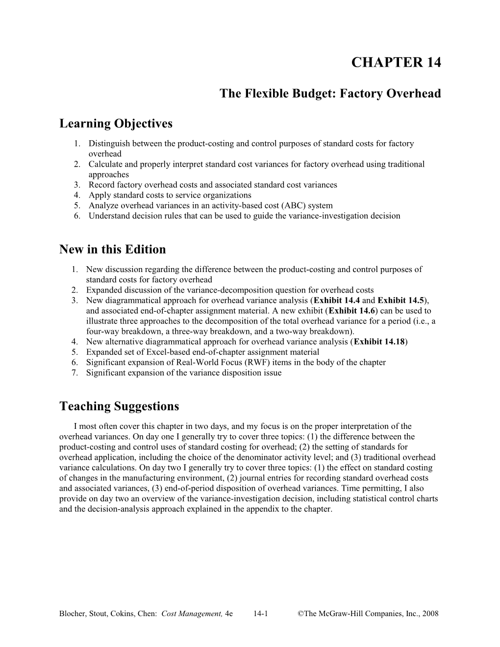 The Flexible Budget: Factory Overhead