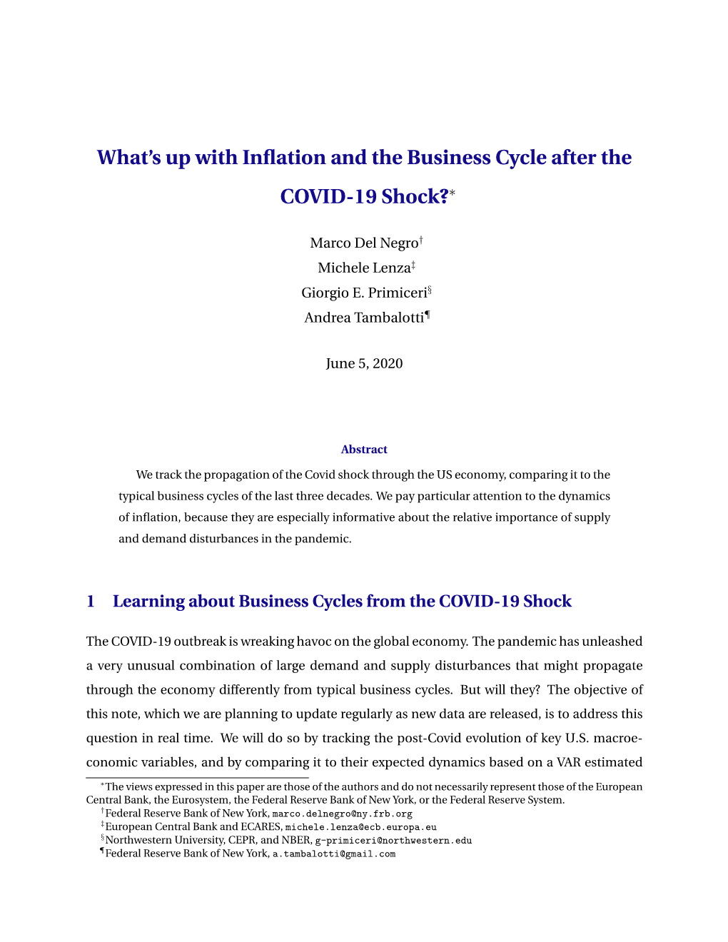 What's up with the Inflation and the Business Cycle After the COVID-19