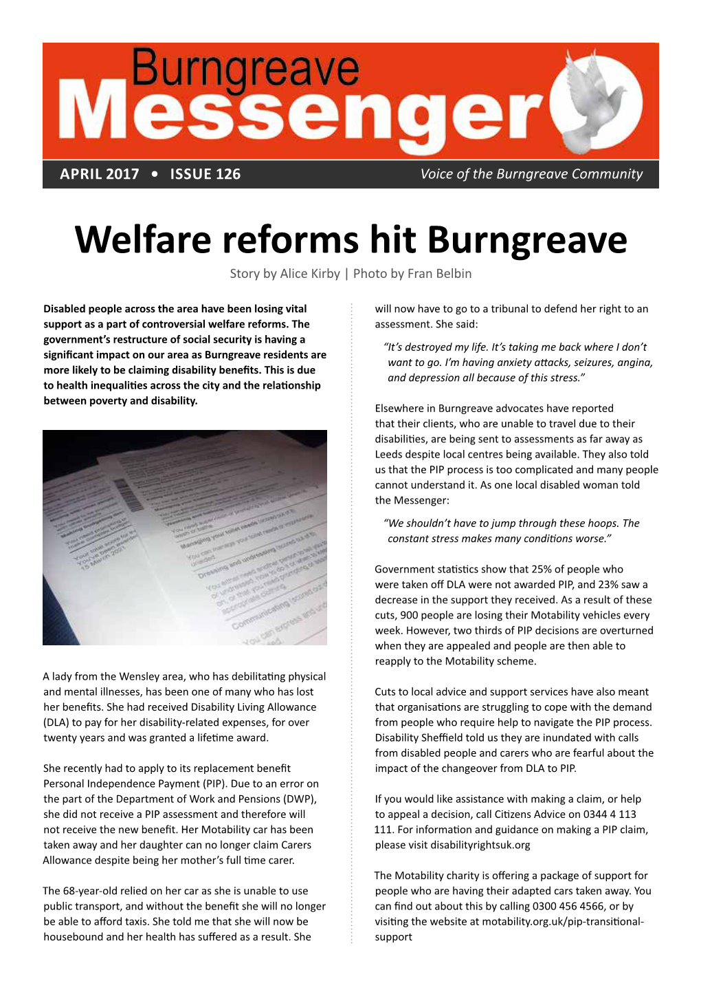 Welfare Reforms Hit Burngreave Story by Alice Kirby | Photo by Fran Belbin