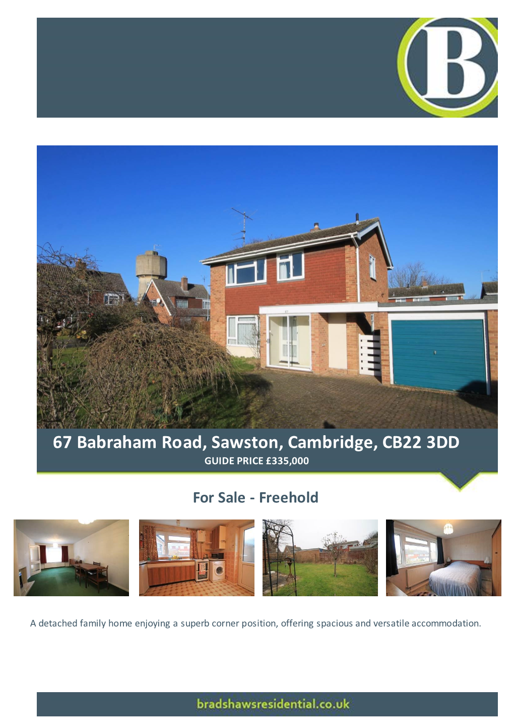 67 Babraham Road, Sawston, Cambridge, CB22 3DD GUIDE PRICE £335,000