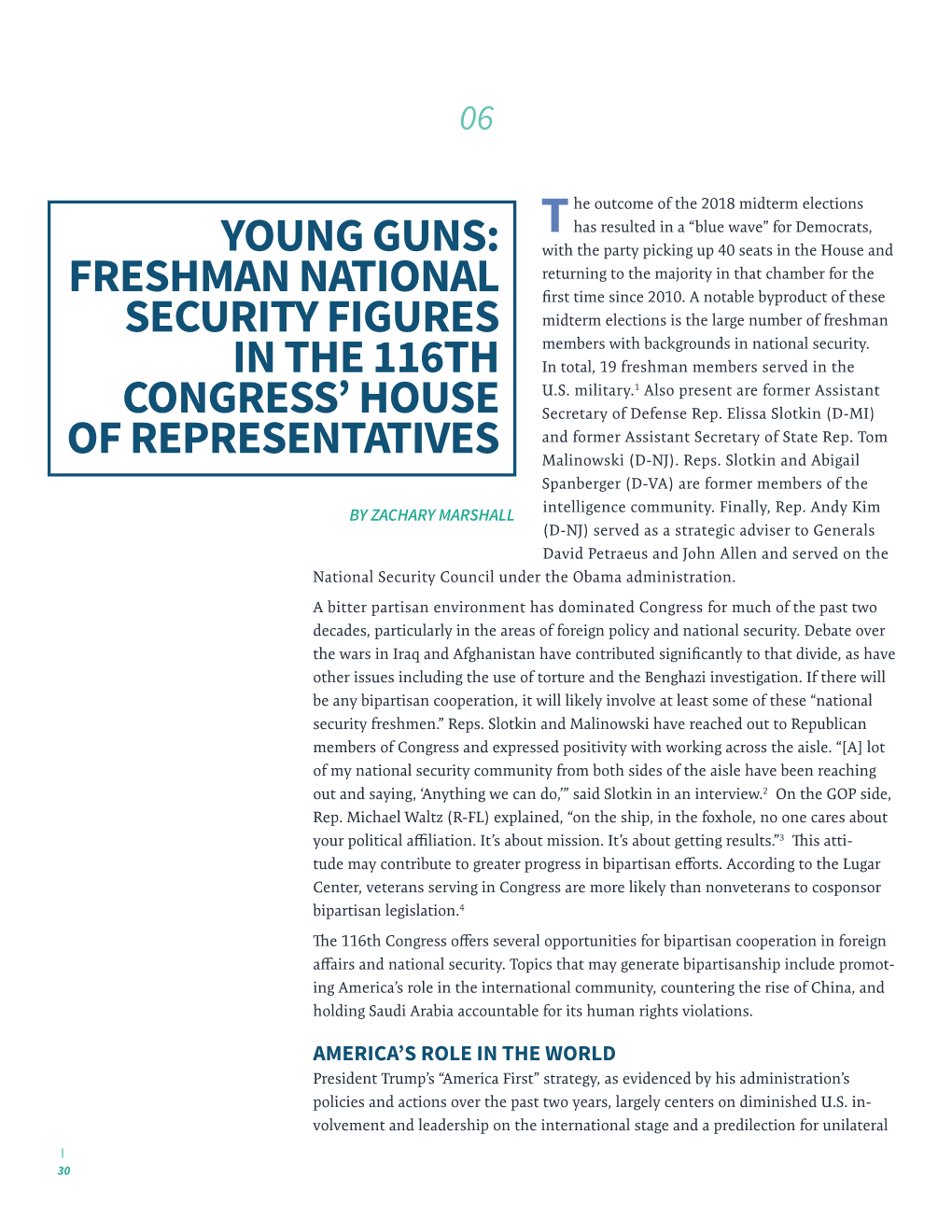 Freshman National Security Figures in the 116Th