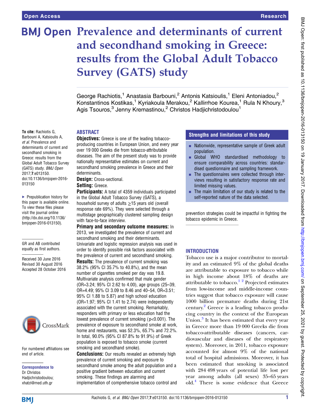 Results from the Global Adult Tobacco Survey (GATS) Study