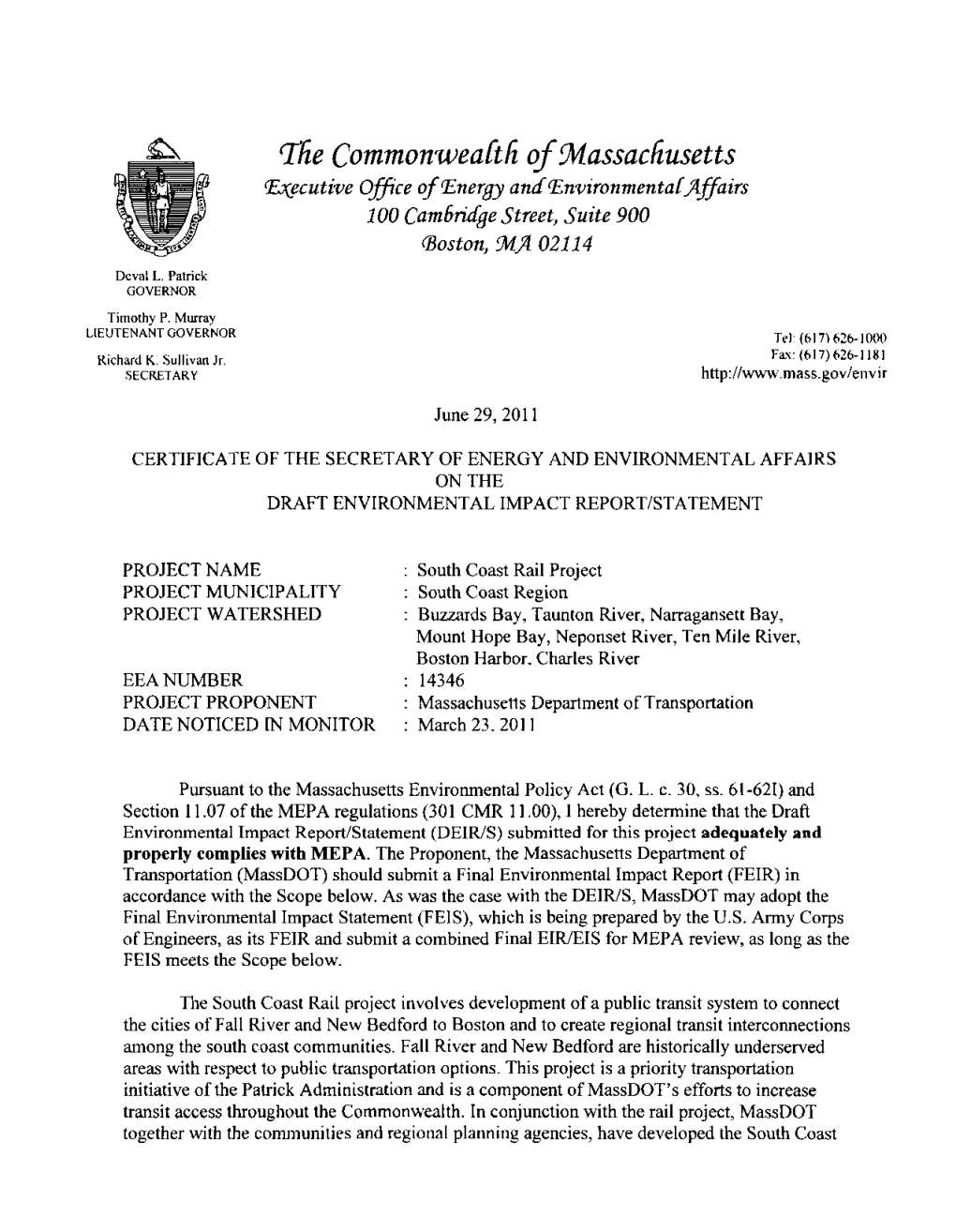 Rrfte Commonwea[Th Of:Massachusetts C£.>;Fcutive Office Of'energy Ana'environmental)Lffairs 100 Cam6ritfge Street, Suite 900 !Boston, 'M)L 02114