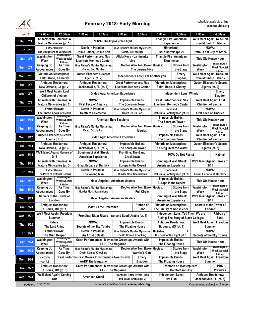 February 2018: Early Morning Alaskapublic.Org