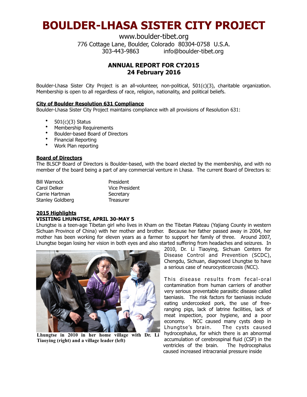 Lhasa 2015 Annual Report