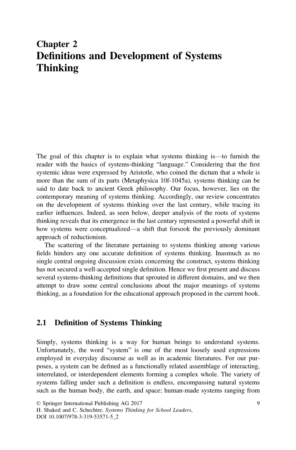 Definitions and Development of Systems Thinking