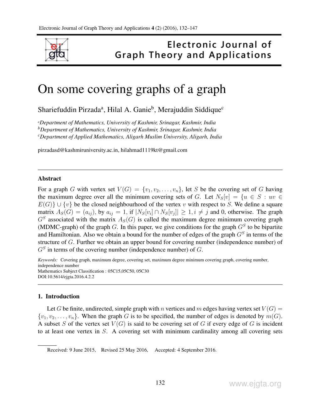 On Some Covering Graphs of a Graph