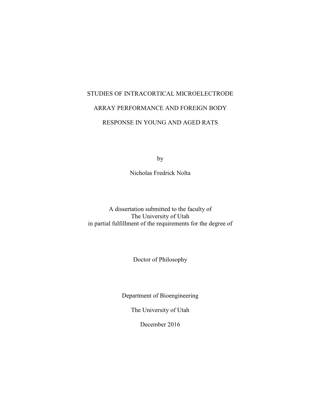 Studies of Intracortical Microelectrode Array