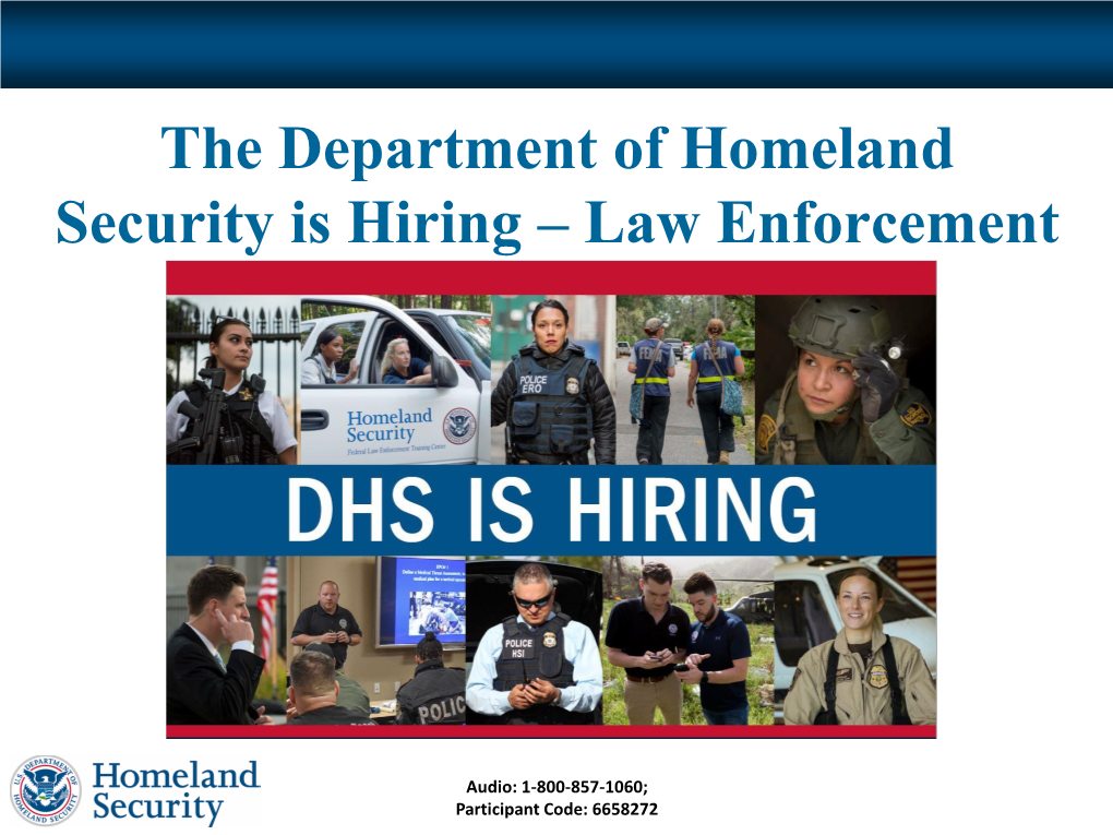 DHS Is Hiring Law Enforcement