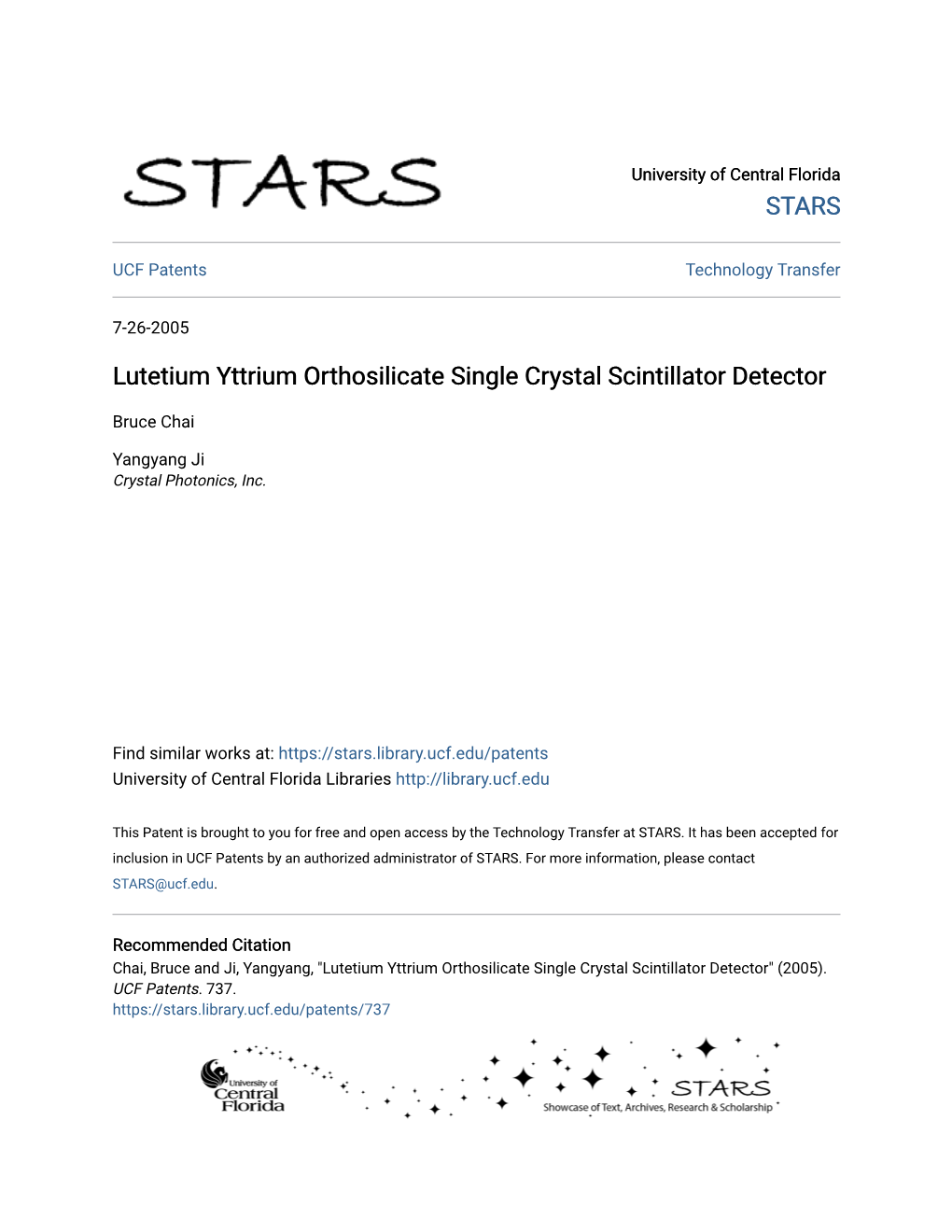 Lutetium Yttrium Orthosilicate Single Crystal Scintillator Detector