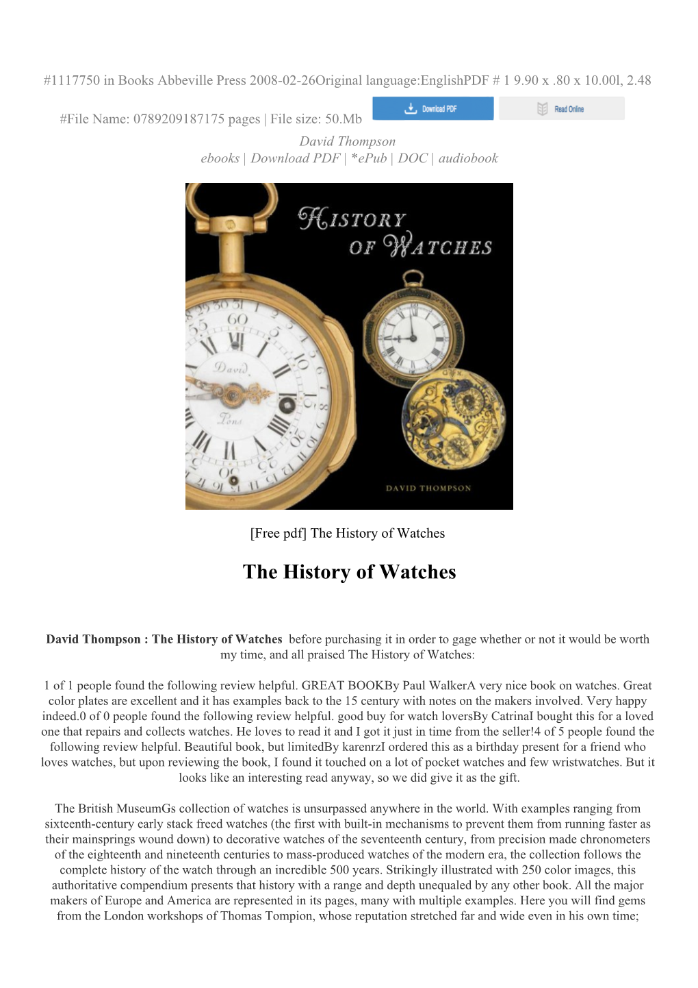 The History of Watches