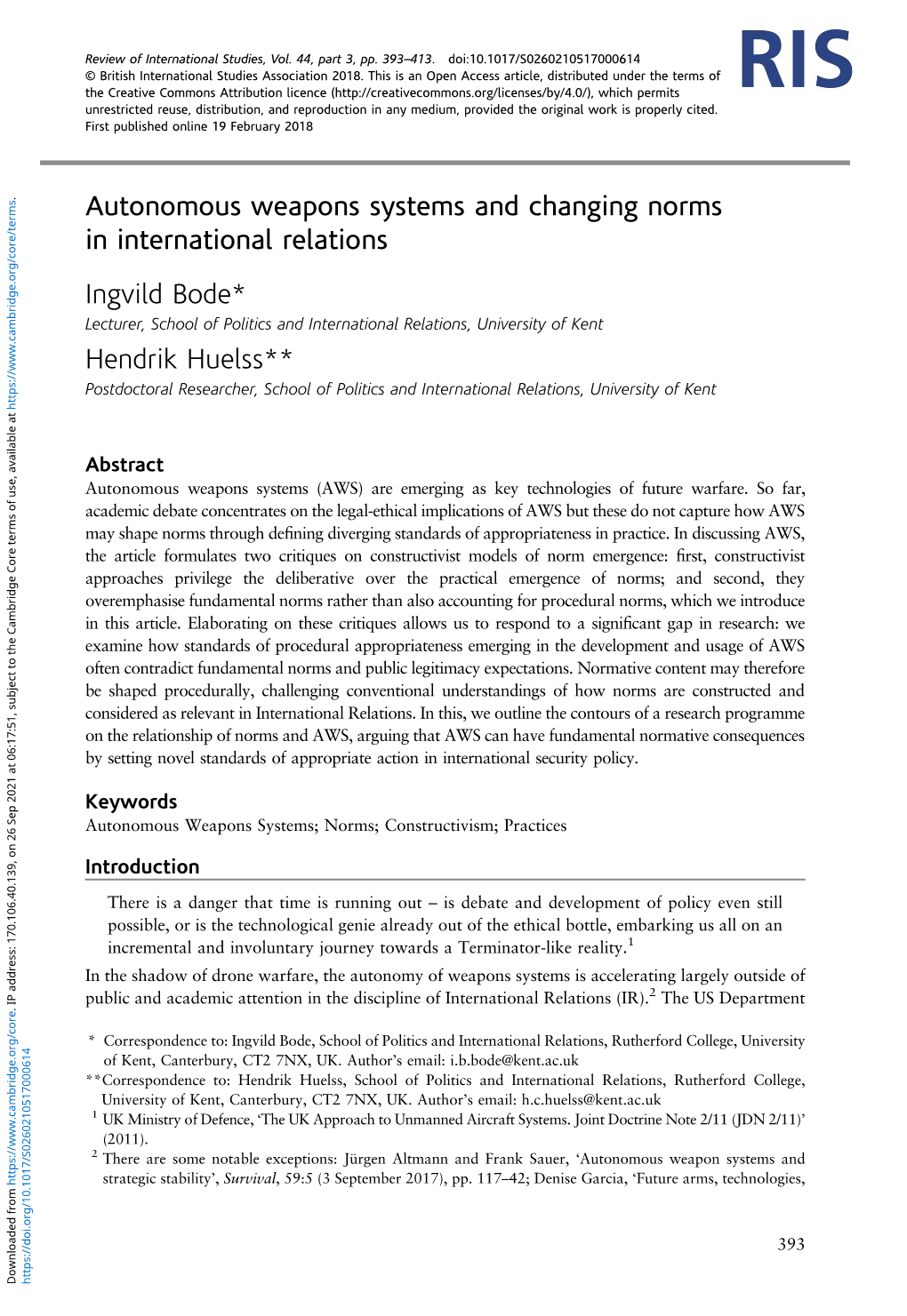 Autonomous Weapons Systems and Changing Norms in International