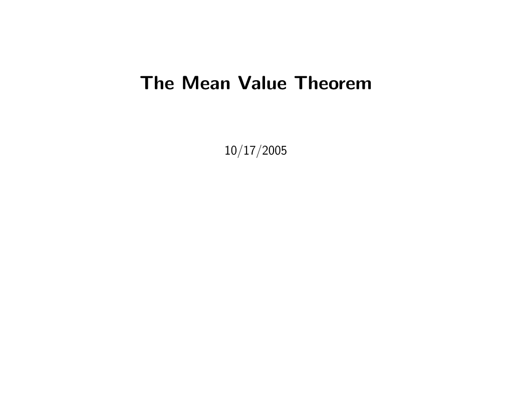 The Mean Value Theorem