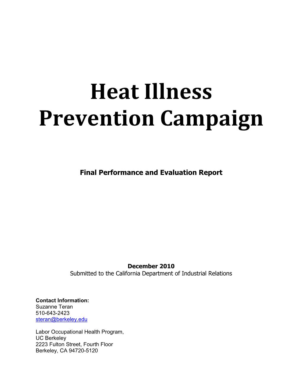 Heat Illness Prevention Campaign