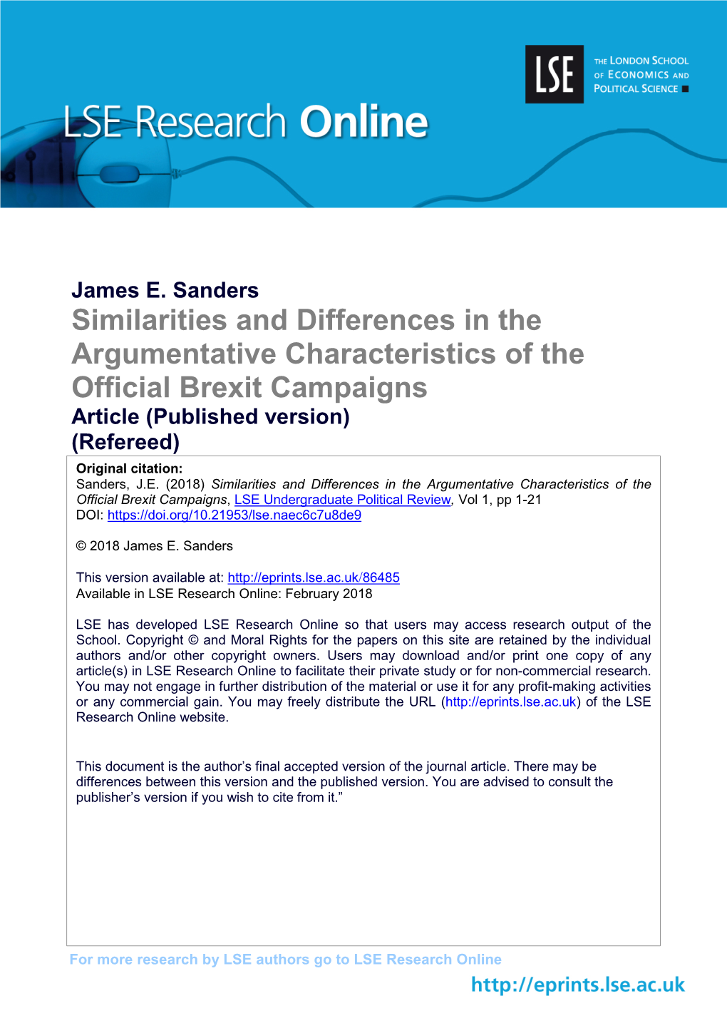 Similarities and Differences in the Argumentative Characteristics Of