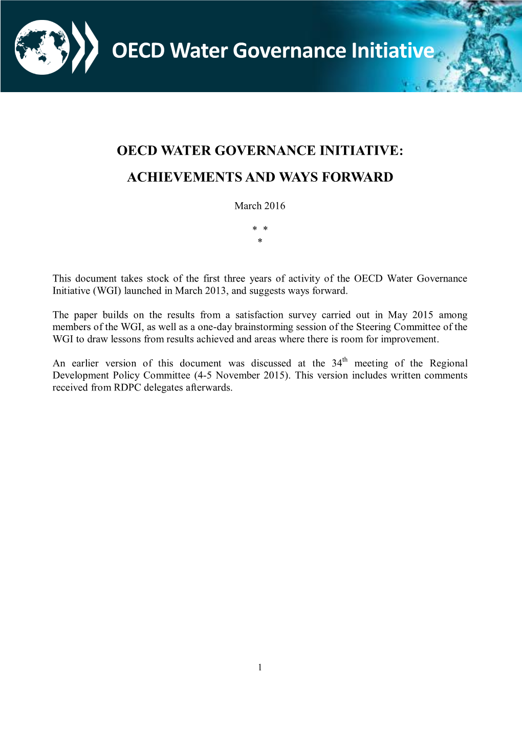 OECD Water Governance Initiative WGI-Achievements-Ways-Forward