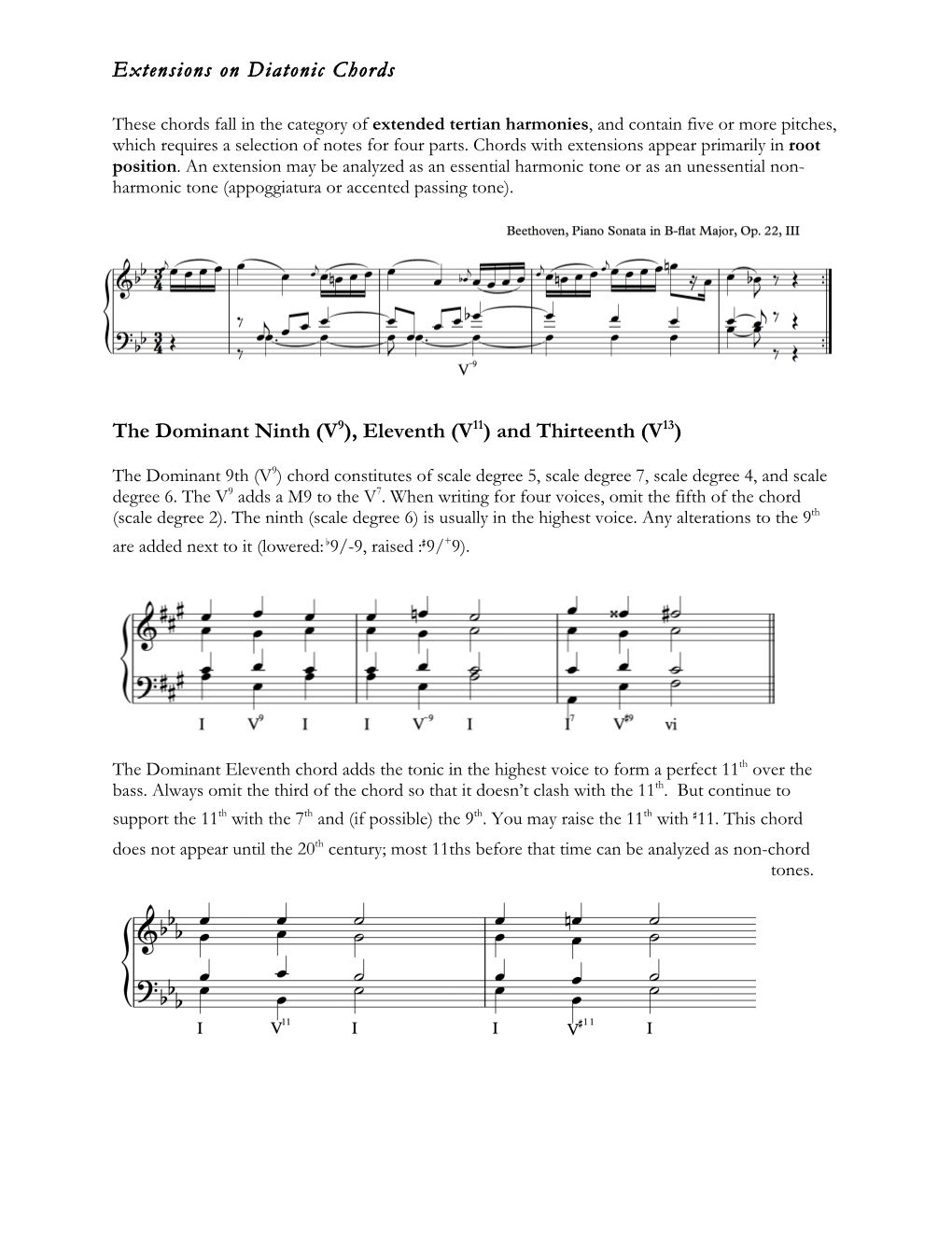 Extensions on Diatonic Chords the Dominant Ninth (V9)