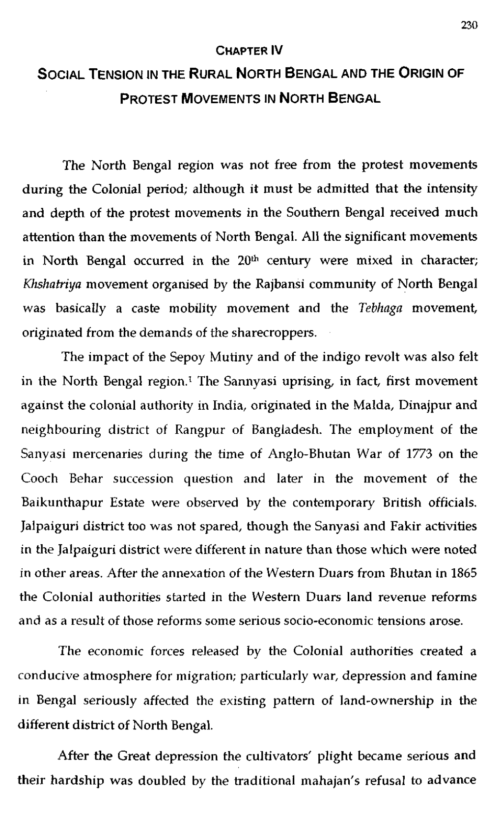 The North Bengal Region Was Not Free from the Protest Movements During the Colonial Period