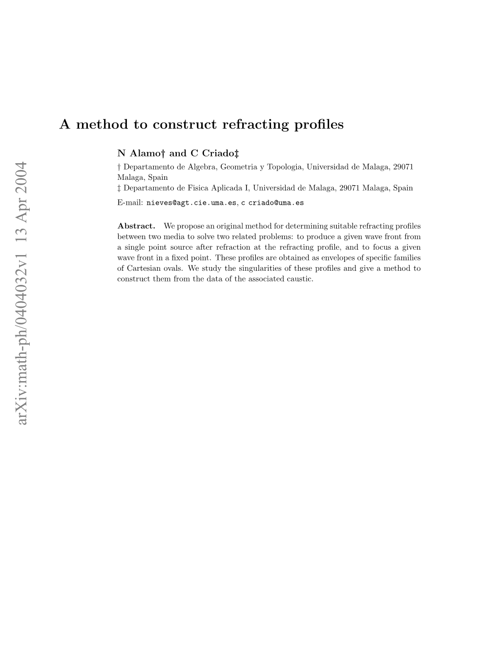 A Method to Construct Refracting Profiles