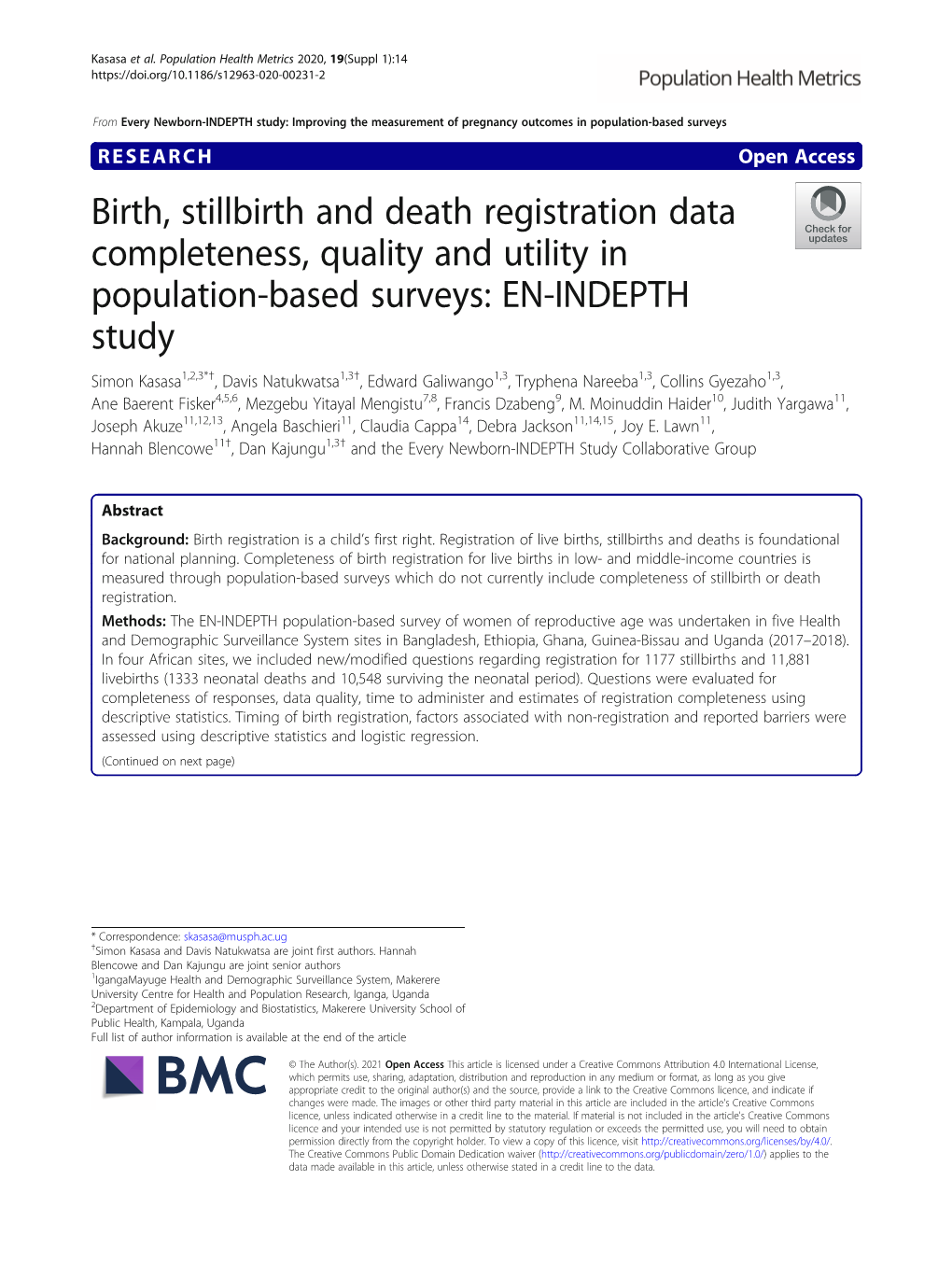 Birth, Stillbirth and Death Registration Data Completeness, Quality And