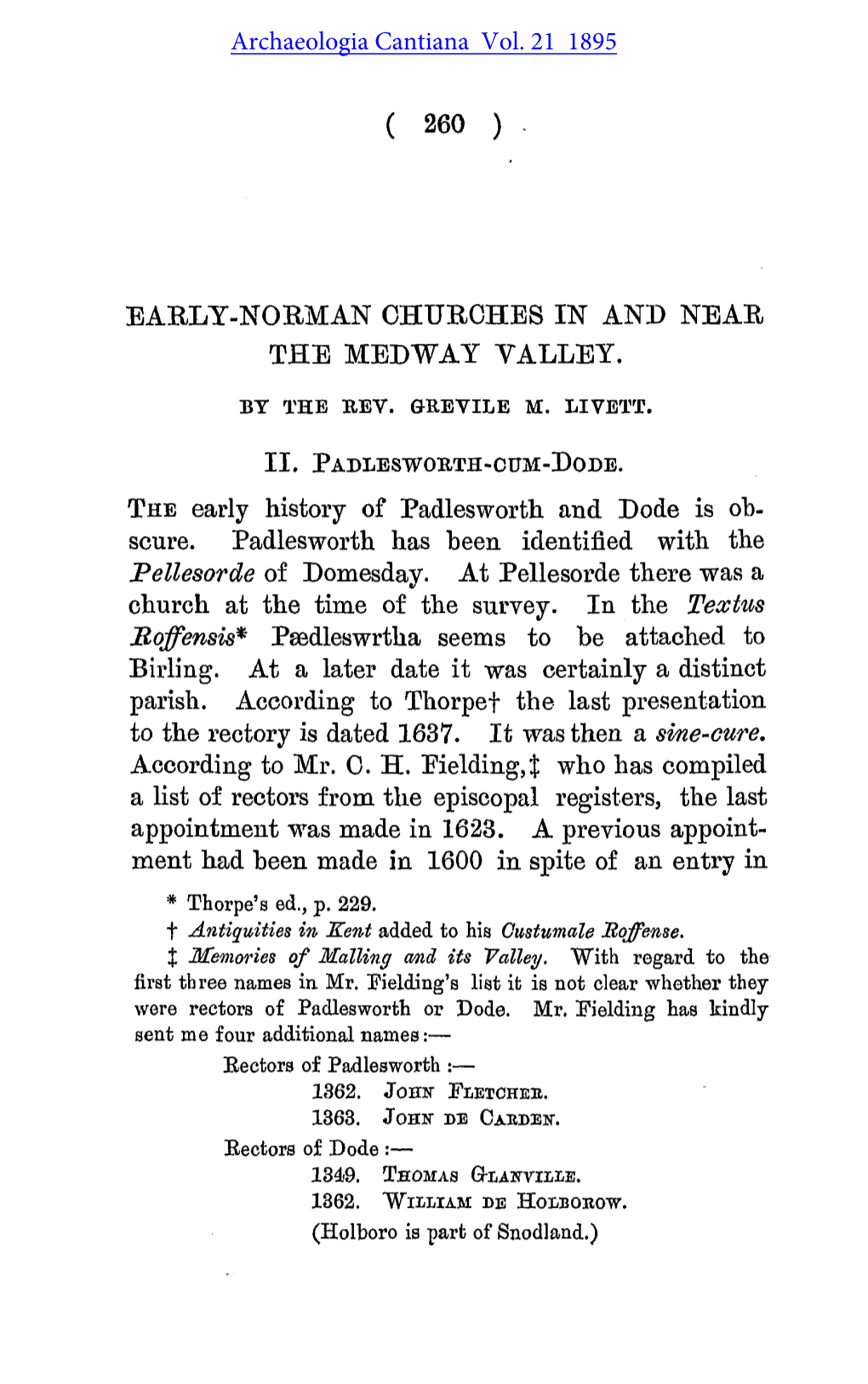 ( 260 ) Early-Norman Churches in and Near the Medway Valley