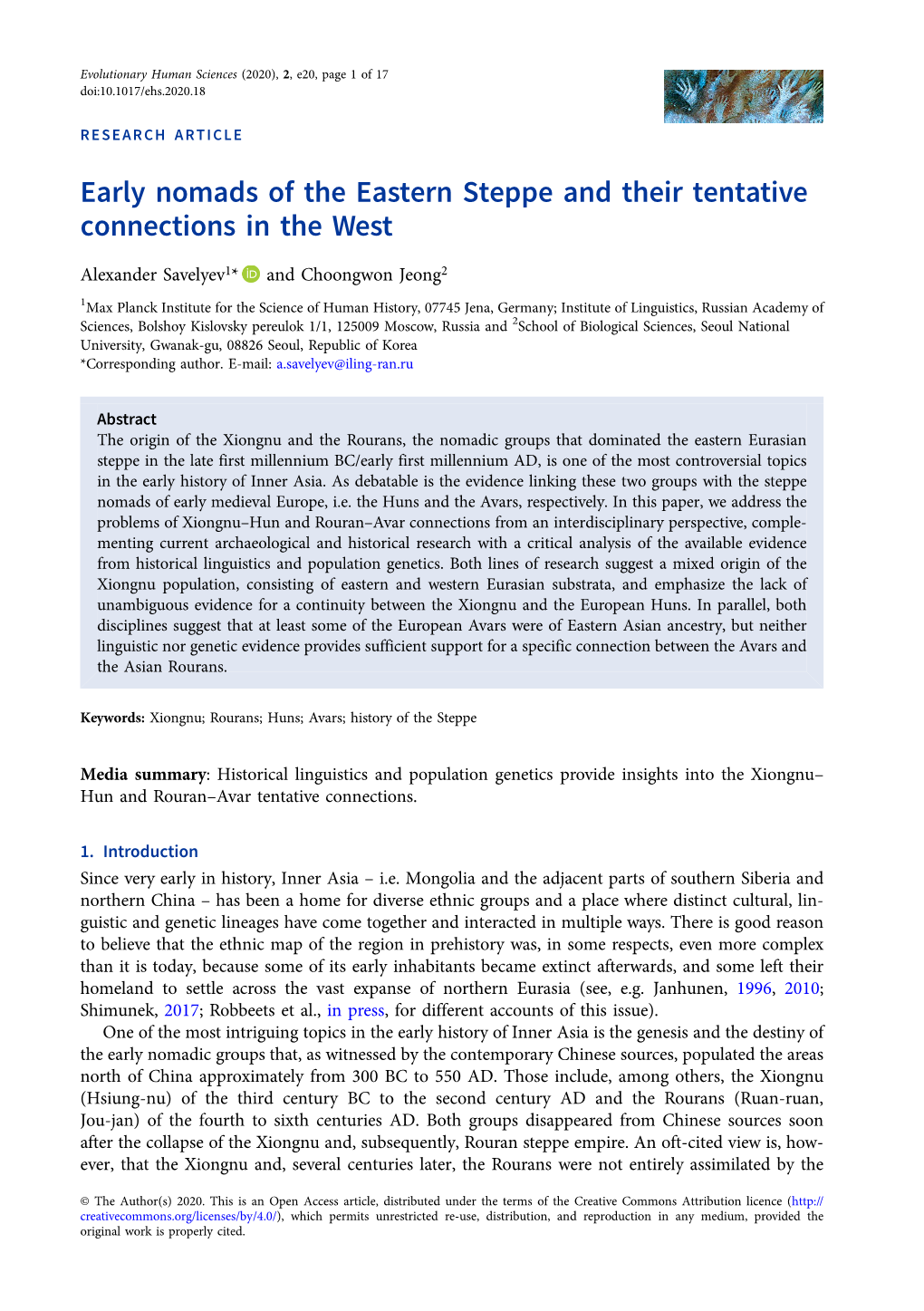 Early Nomads of the Eastern Steppe and Their Tentative Connections in the West