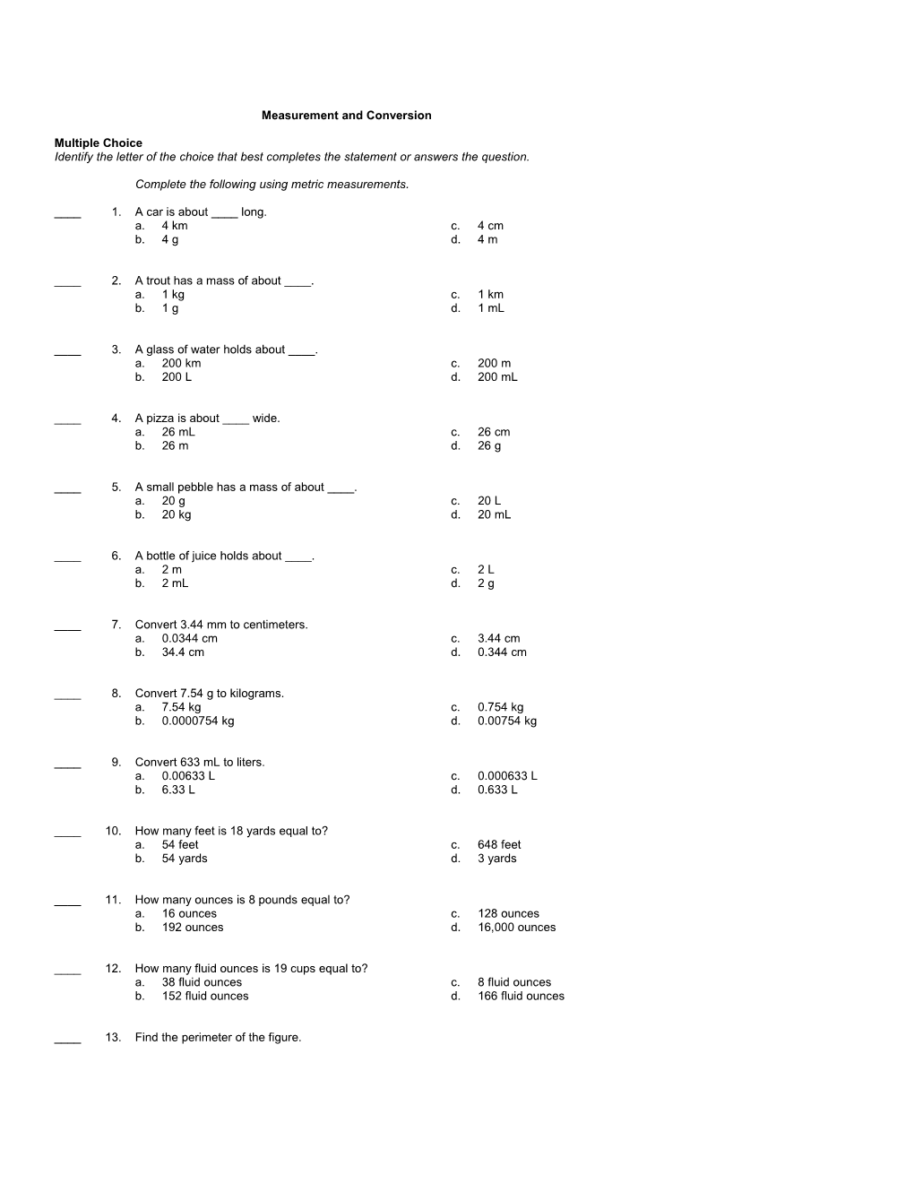 Measurement and Conversion