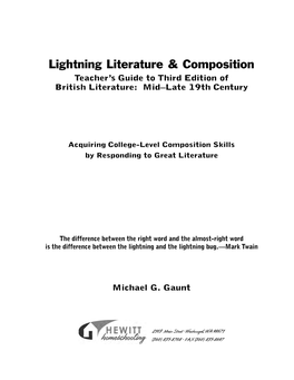 Teacher’S Guide to Third Edition of British Literature: Mid–Late 19Th Century