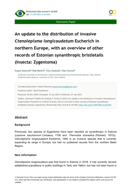 An Update to the Distribution of Invasive Ctenolepisma