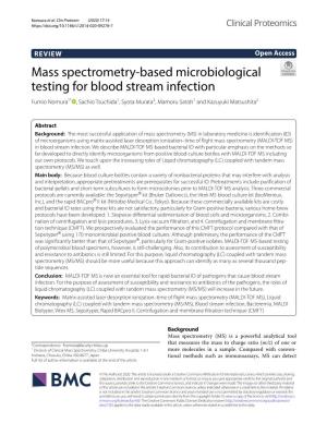 Mass Spectrometry-Based Microbiological Testing for Blood