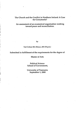 The Church and the Conflict in Northern Ireland: a Case for Corrymeela?