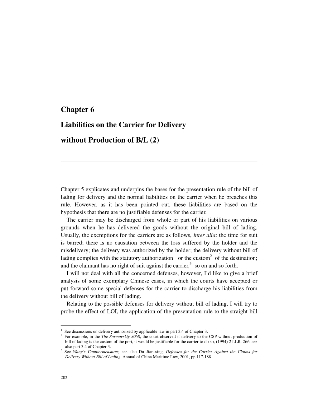 Chapter 6 Liabilities on the Carrier for Delivery Without Production of B/L (2)