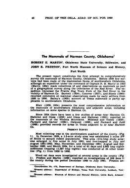 The Mammals of Harmon County, Oklahoma1