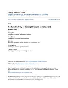 Nocturnal Activity of Nesting Shrubland and Grassland Passerines