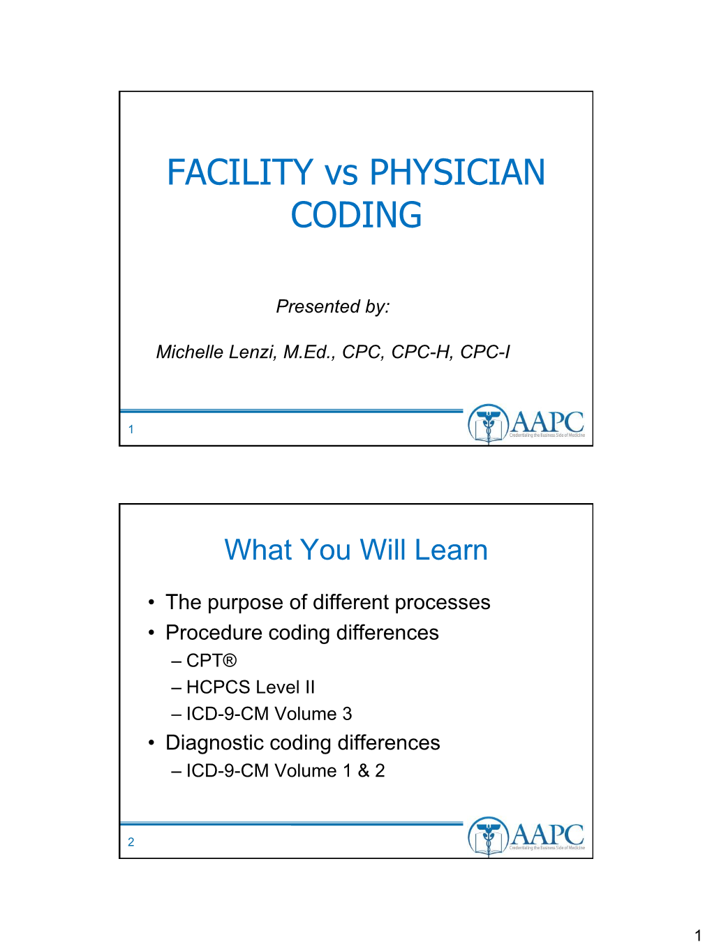 FACILITY Vs PHYSICIAN CODING