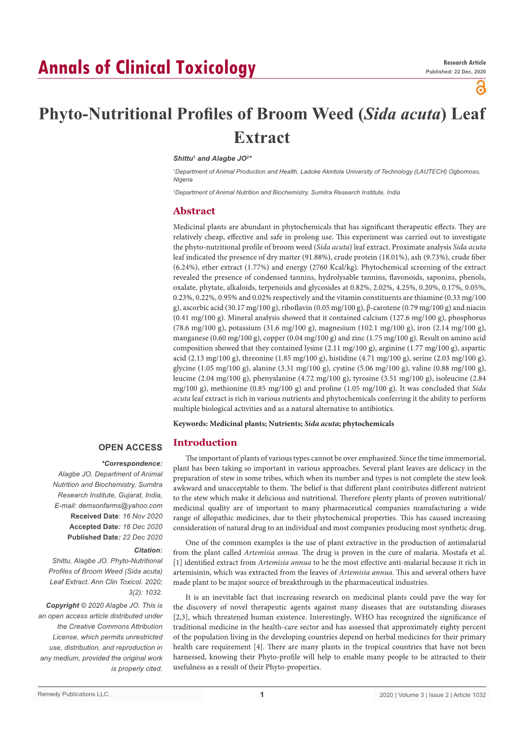 Sida Acuta) Leaf Extract