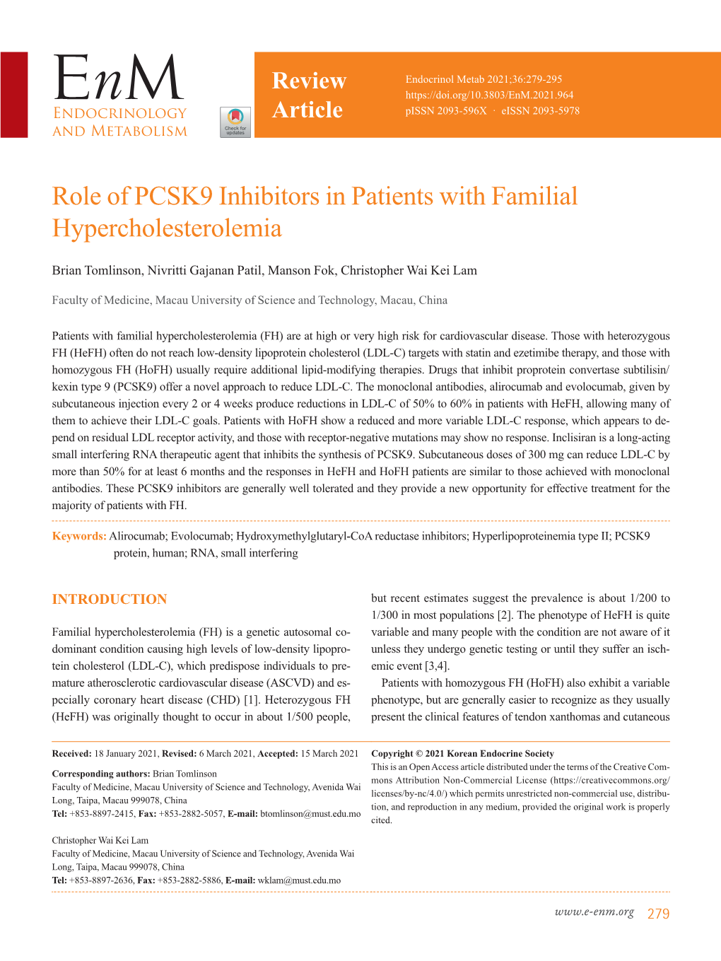 Role of PCSK9 Inhibitors in Patients with Familial Hypercholesterolemia