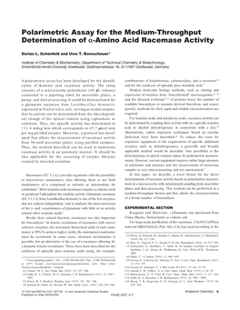 Polarimetric Assay for the Medium-Throughput Determination of R-Amino Acid Racemase Activity