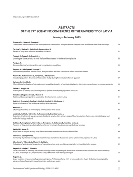 ABSTRACTS of the 77Th SCIENTIFIC CONFERENCE of the UNIVERSITY of LATVIA