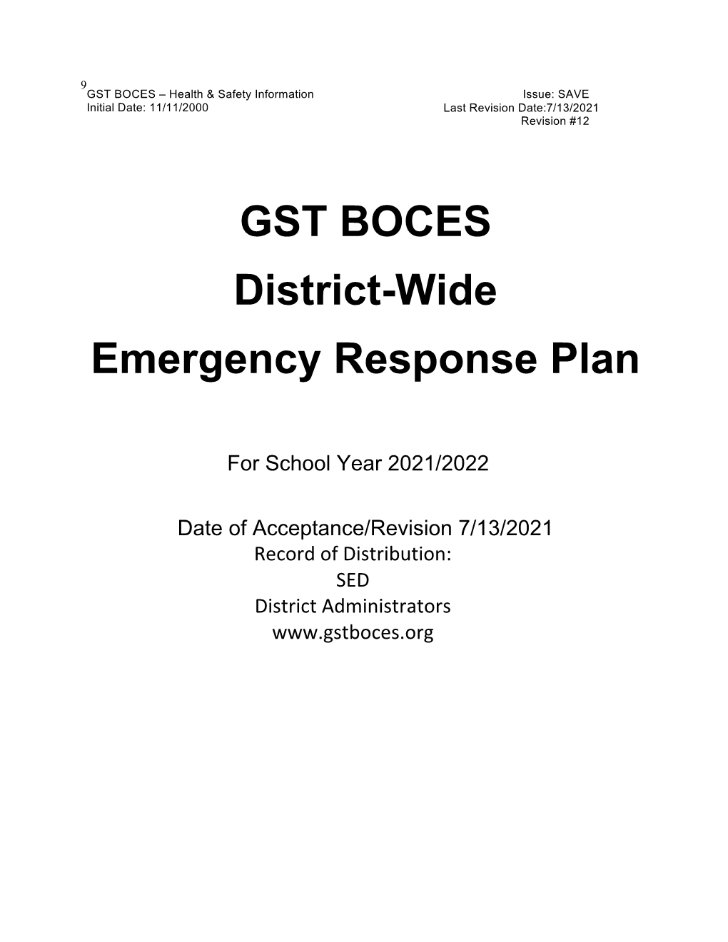 2021-2022 District-Wide Safety Plan