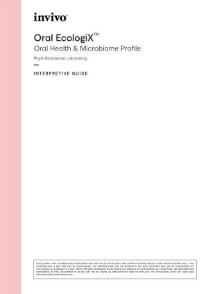 Oral Ecologixtm Oral Health & Microbiome Profile Phylo Bioscience Laboratory