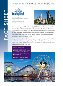 Disneyland Resort Media Relations 714–781–4610