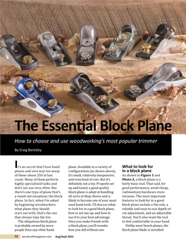 The Essential Block Plane How to Choose and Use Woodworking’S Most Popular Trimmer