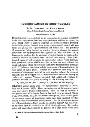 Hydroxylamine in Root Nodules