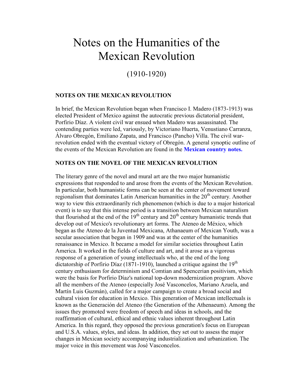 Mexican Revolution Notes