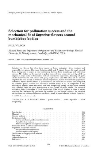 Selection for Pollination Success and the Mechanical Fit of Impatiens