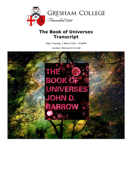 The Book of Universes Transcript