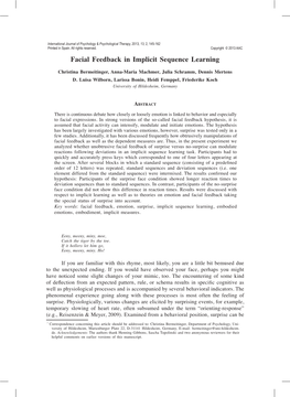 Facial Feedback in Implicit Sequence Learning