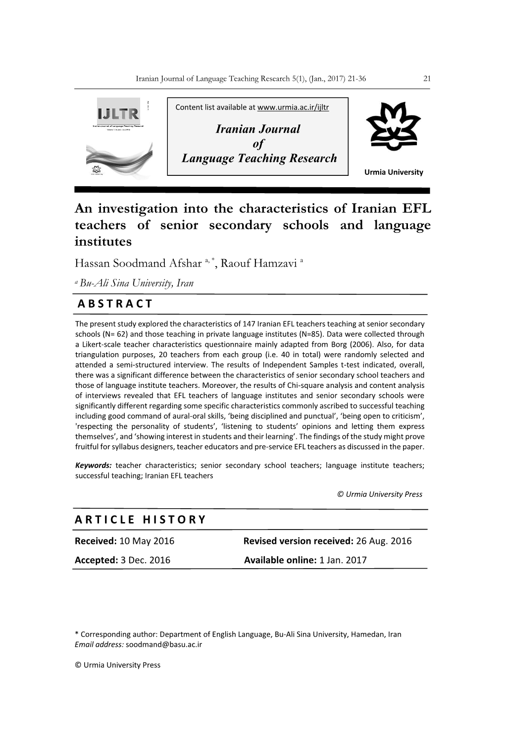 An Investigation Into the Characteristics of Iranian EFL